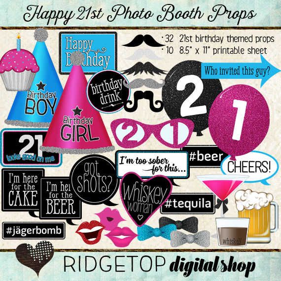Ridgetop Digital Shop | Photo Booth Props | 21st Birthday