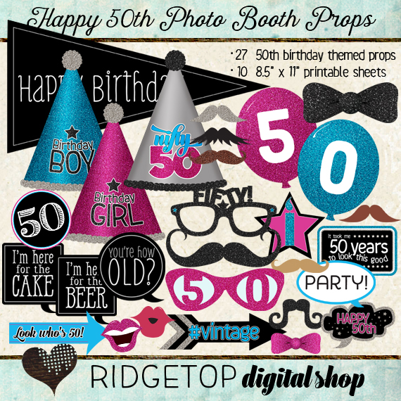 Ridgetop Digital Shop | Happy 50th Birthday | Photo Booth Props