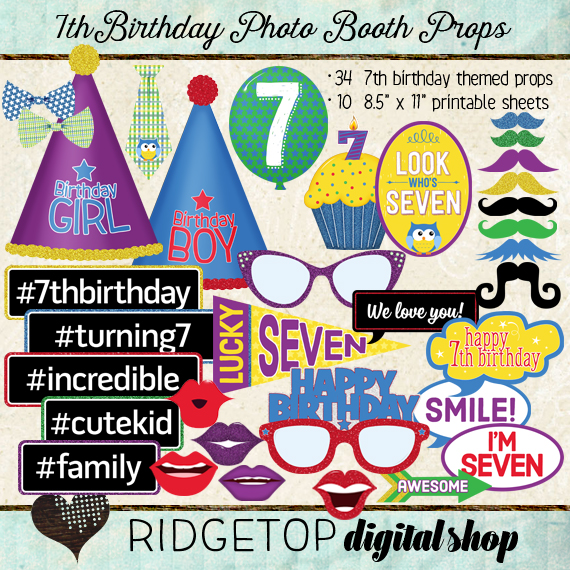 Ridgetop Digital Shop | Photo Booth Props | 7thBirthday
