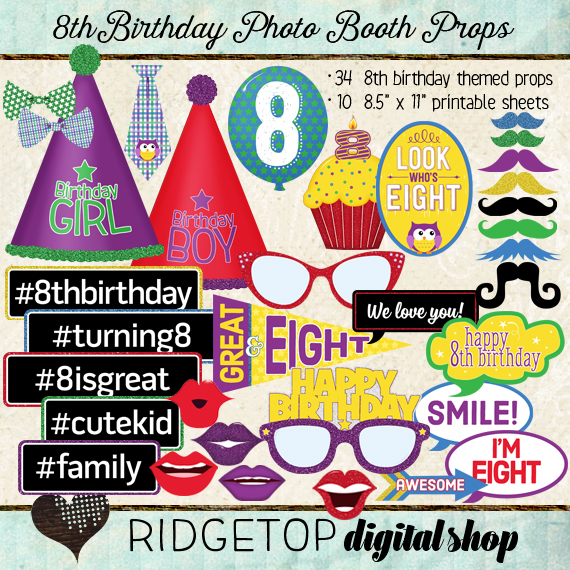 Ridgetop Digital Shop | Photo Booth Props | 8th Birthday