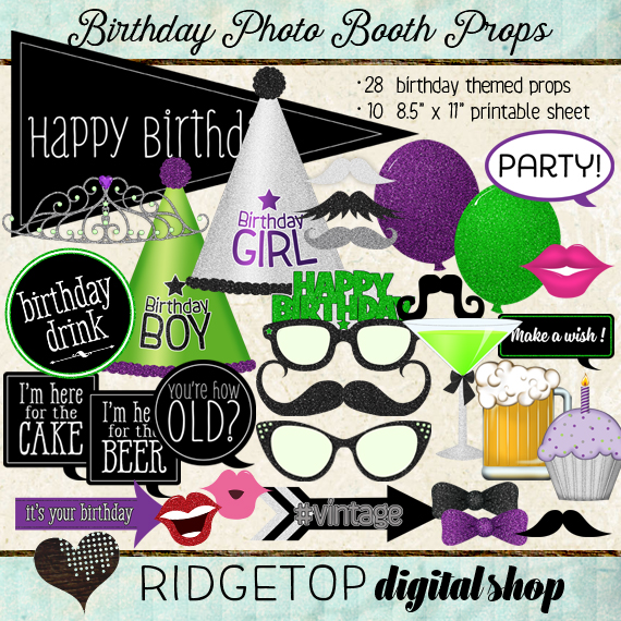 Ridgetop Digital Shop | Photo Booth Props | Birthday