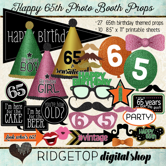 Ridgetop Digital Shop | Photo Booth Props | 65th Birthday