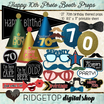 Ridgetop Digital Shop | Photo Booth Props | 70th Birthday