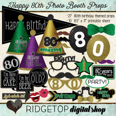 Ridgetop Digital Shop | Photo Booth Props | 80th Birthday