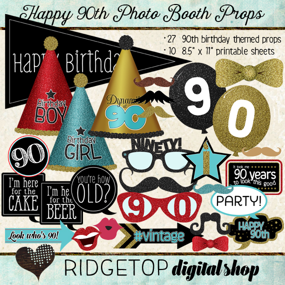 Ridgetop Digital Shop | Photo Booth Props | 90th Birthday