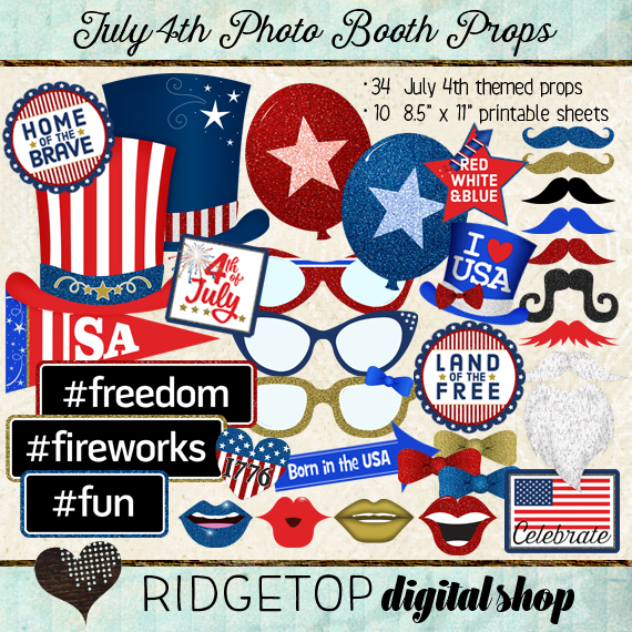 Ridgetop Digital Shop | Photo Booth Props | 4th of July